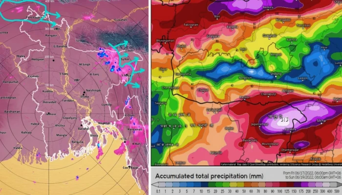 আগামী ২৪ ঘণ্টায় সিলেটে রেকর্ড পরিমাণ বৃষ্টিপাত হবে, বলছে পূর্বাভাস