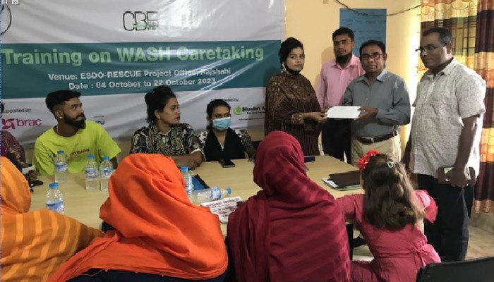 রাজশাহীতে ইএসডিওর উদ্যোগে ওয়াশ কেয়ারটেকিং বিষয়ক প্রশিক্ষণ কোর্সের সমাপনী