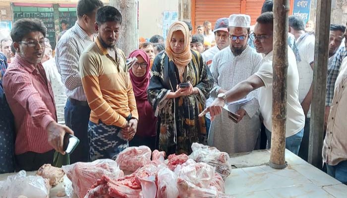 সিংড়ায় গরুর পচা মাংস বিক্রি করার দায়ে অর্থদন্ড