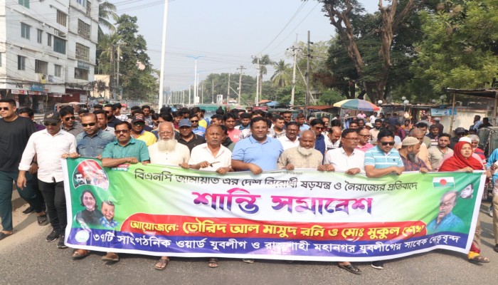 অবরোধের বিরুদ্ধে যুবলীগের বিক্ষোভ মিছিল