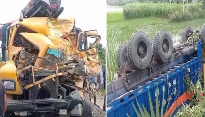 নওগাঁয় দুই ট্রাকের মুখোমুখি সংঘর্ষে নিহত ১