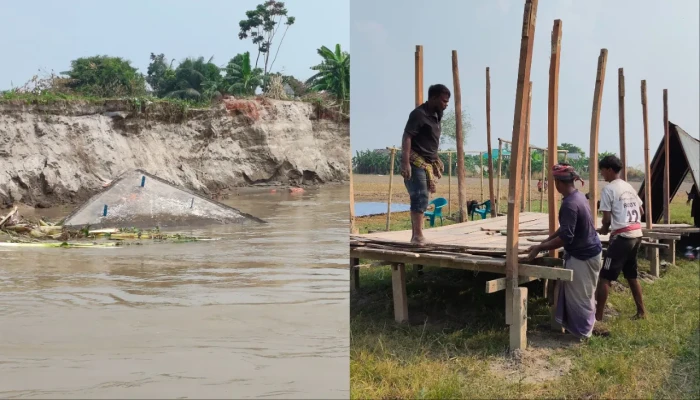 পদ্মায় ভয়াবহ ভাঙন, আতঙ্কে সরিয়ে নিচ্ছে বসতঘর